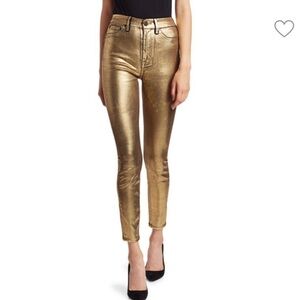 7 For All Mankind High-Rise Metallic Ankle Jeans